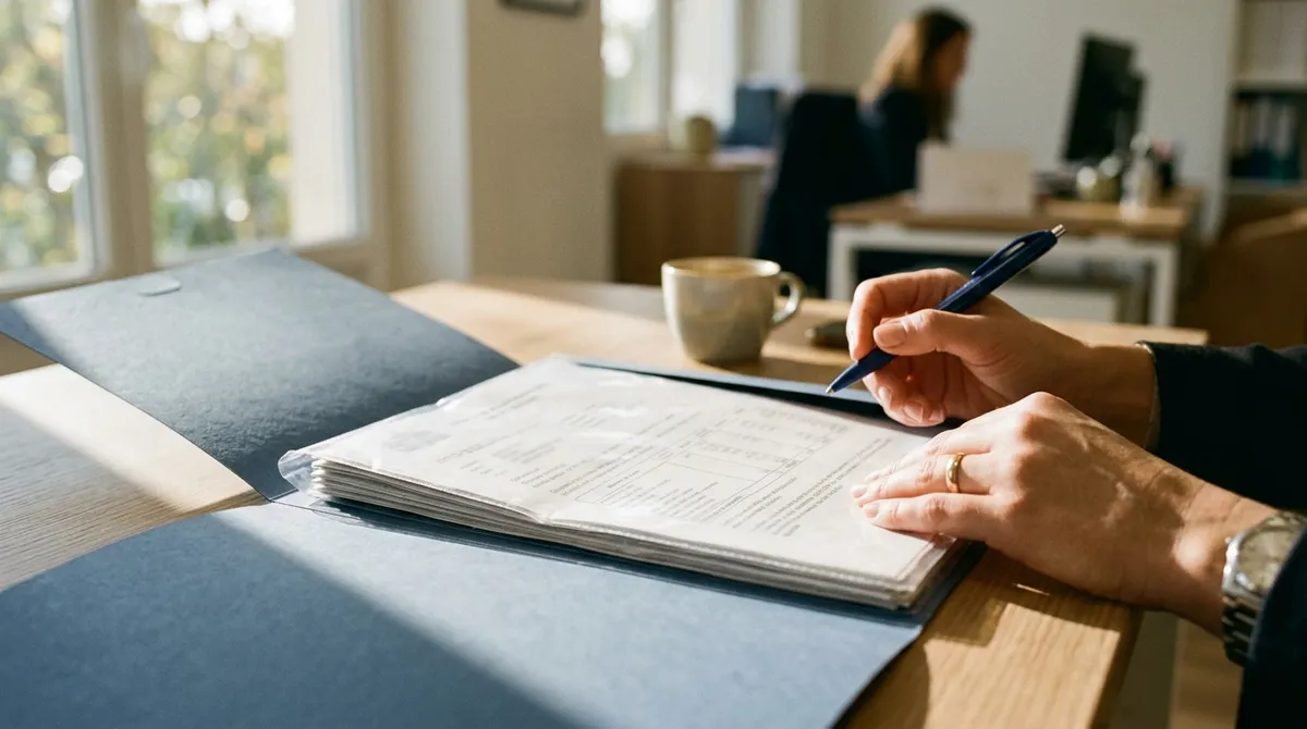 Dossier de candidature locative sur un bureau d’agence